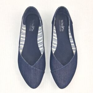 Coach and Four Melitta Chambray Indigo Blue Pointed Toe Ballet Flats